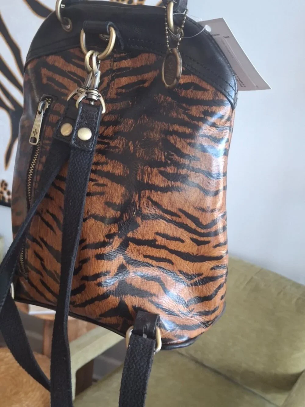 Patricia Nash Tiger Print Leather Backpack